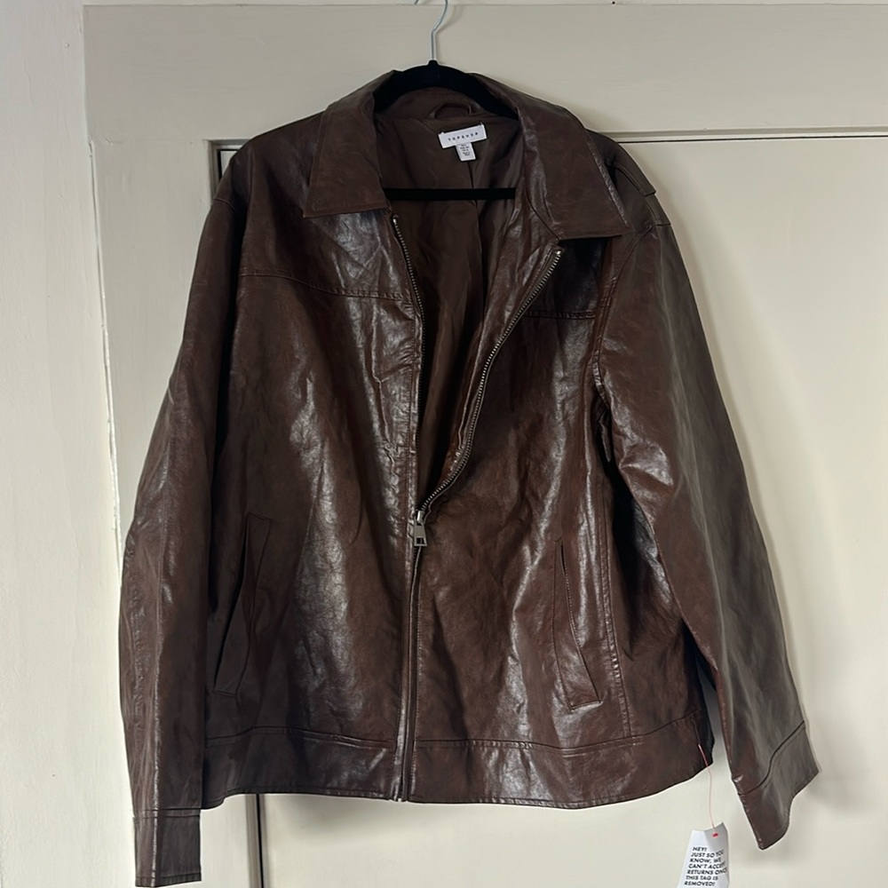 NWT Topshop oversized faux leather jacket
